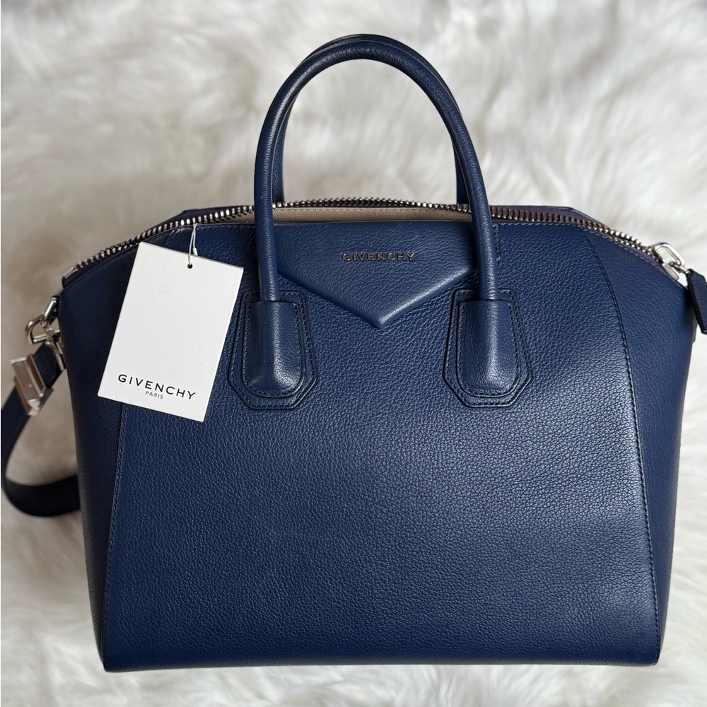 Givenchy Navy Leather Antigona-Inspired Satchel